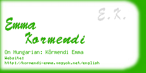 emma kormendi business card